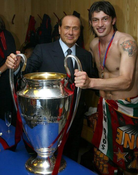 Каха Каладзе разом з власником «Мілана» Сільвіо Берлусконі