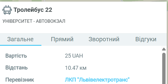  22 тролейбус Львів: розклад, зупинки, ціна та маршрут