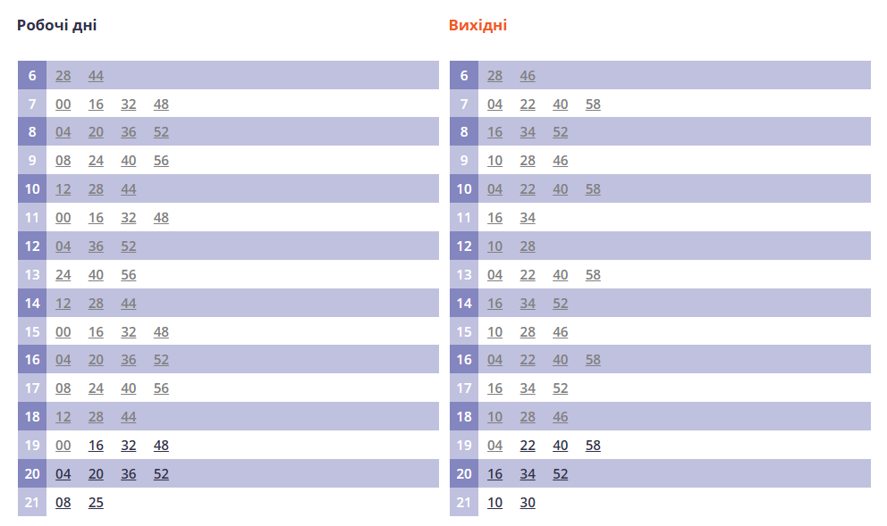  Маршрут автобуса 40 Львів: розклад, зупинки, ціна, схема руху