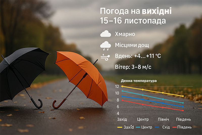 mikola8 ‣ Українські новини Погода на вихідні 15–16 листопада по регіонах