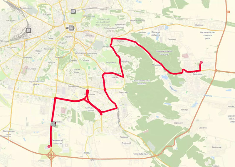  Маршрут автобуса 40 Львів: розклад, зупинки, ціна, схема руху