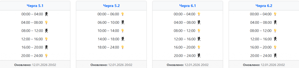  Графік відключення світла на Заході України завтра, 13 січня ‣ Українські новини