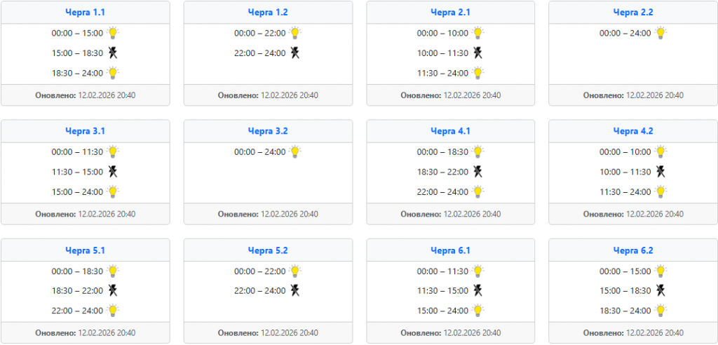  Відключення світла 13 лютого: графіки