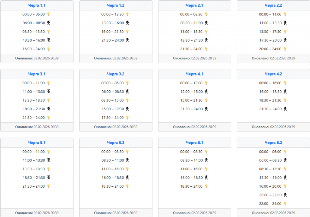  Графік відключення світла 3 лютого у західних областях