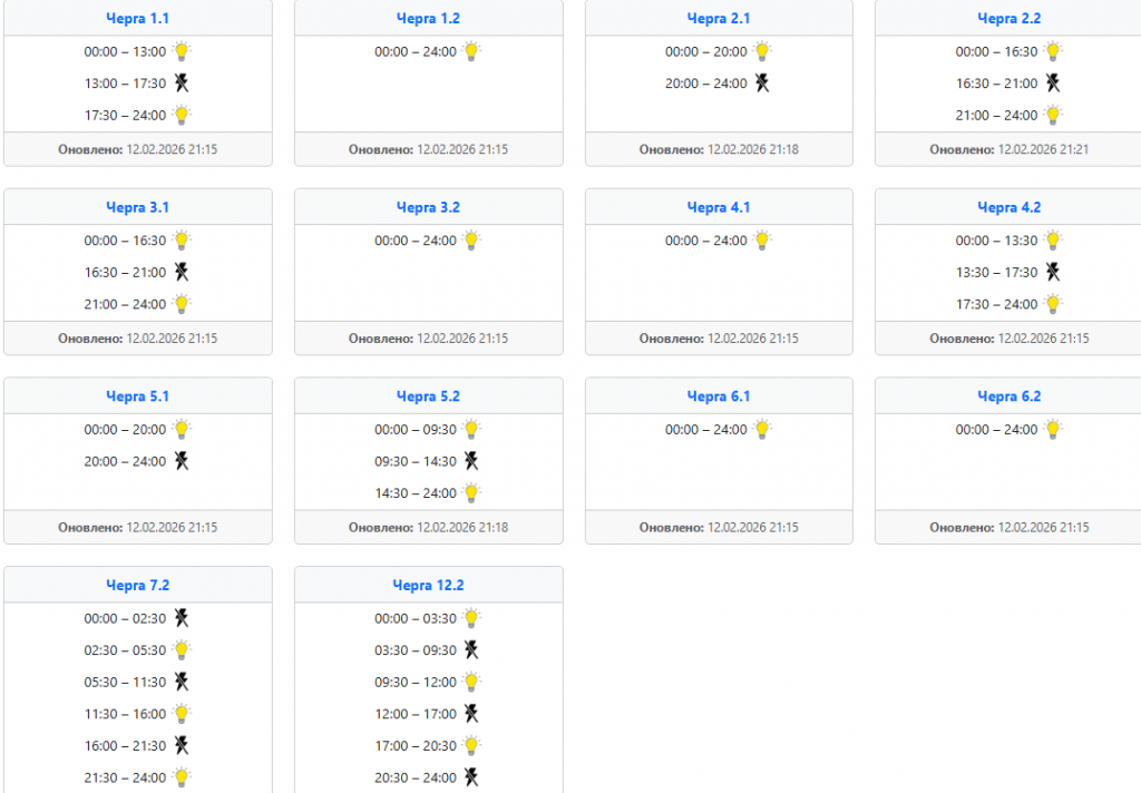  Відключення світла 13 лютого: графіки