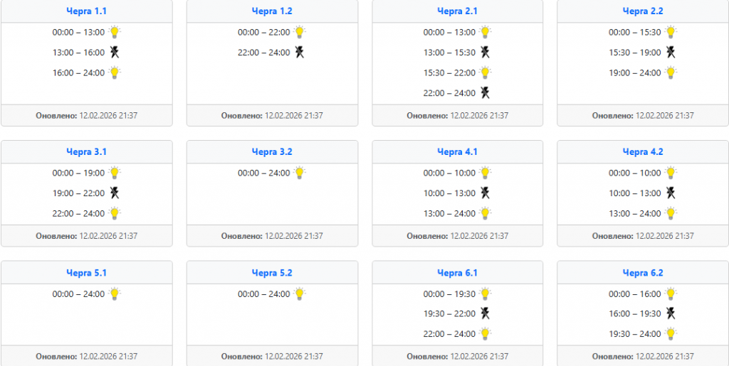  Відключення світла 13 лютого: графіки