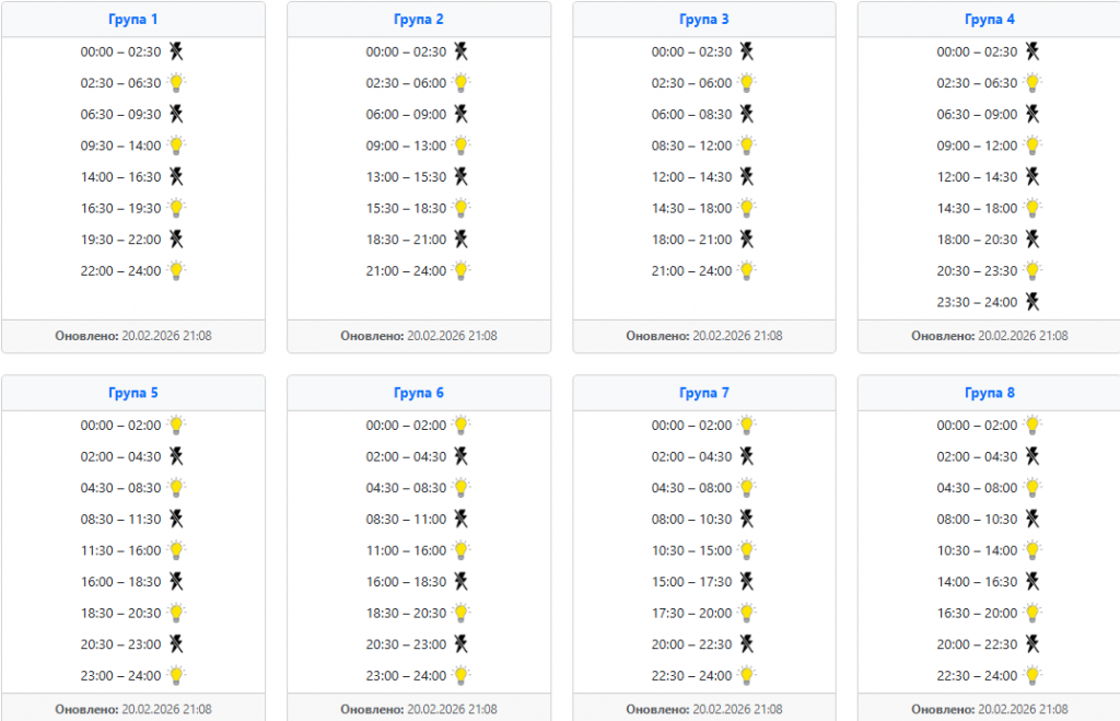  Графіки відключення світла 21 лютого у західних областях