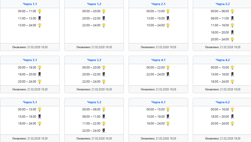 image ‣ Українські новини Графіки відключень світла 21 лютого на заході України