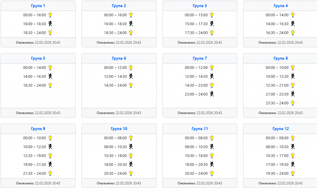  Графіки відключень 23 лютого: Захід України