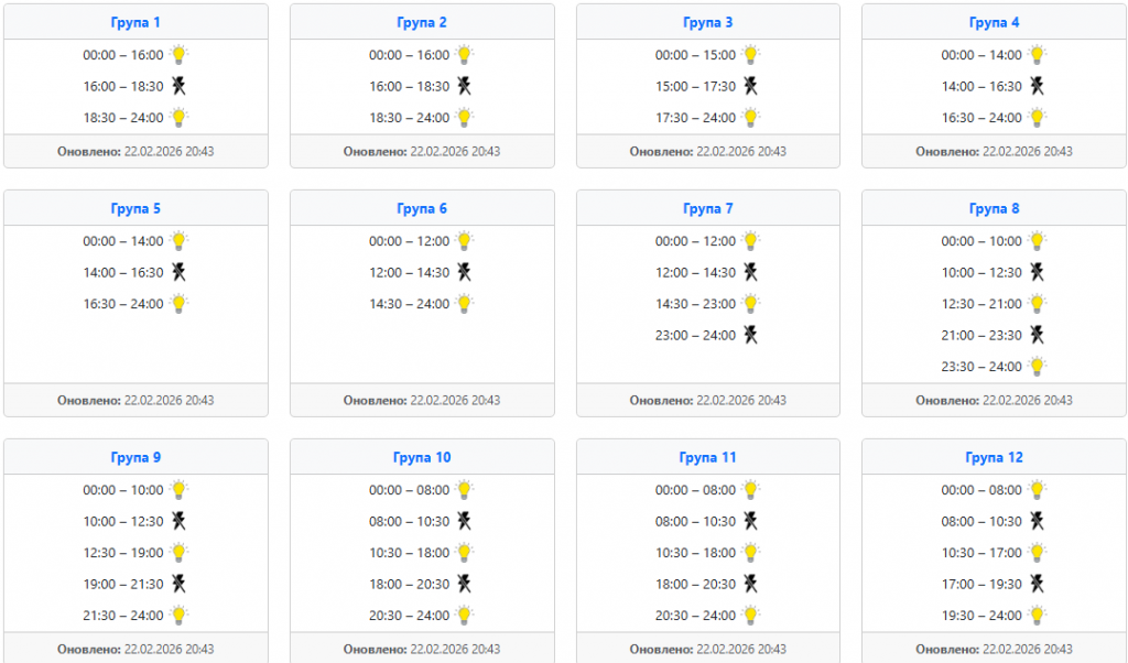 Графіки відключень 23 лютого: Захід України