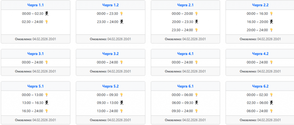  Світло 5 лютого – як працюватимуть графіки у західних областях ‣ Українські новини