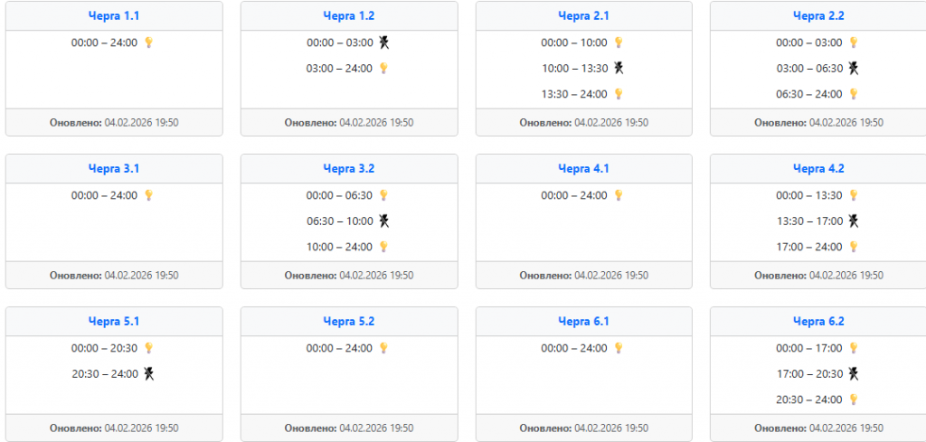  Світло 5 лютого – як працюватимуть графіки у західних областях ‣ Українські новини