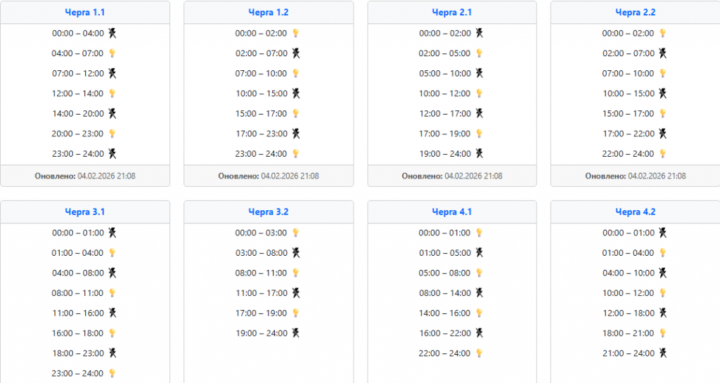  Світло 5 лютого – як працюватимуть графіки у західних областях ‣ Українські новини
