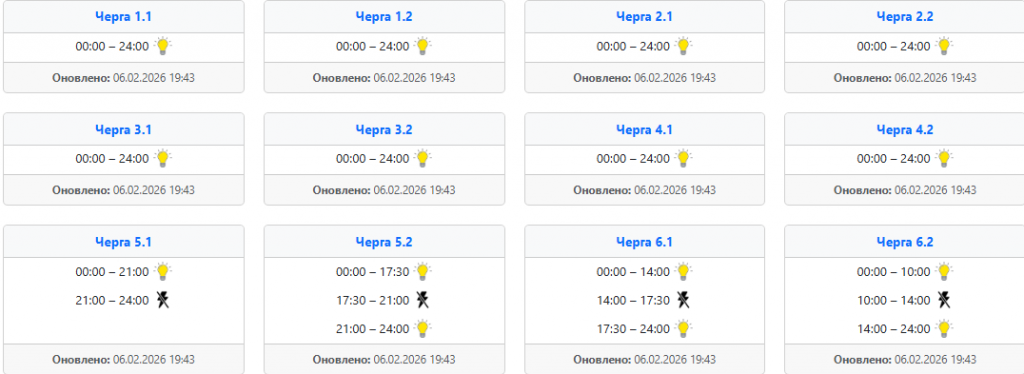  Відключення світла 7 лютого у західних областях