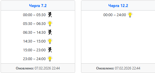  Графік відключення світла 8 лютого у західних областях