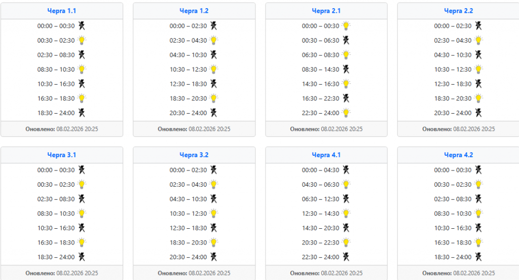  Графік відключень світла на 9 лютого: Захід України ‣ Українські новини