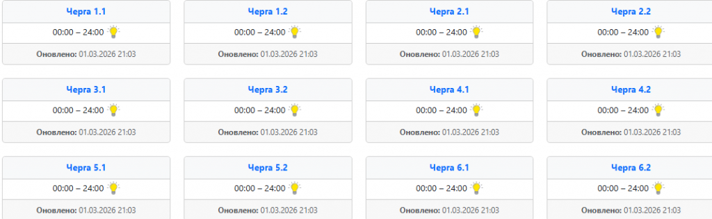 image ‣ Українські новини Графіки відключень світла 2 березня по західних областях