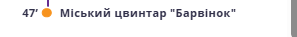 Map marker pin on a map: Міський цвинтар 'Барвінок' (Barvinok City Cemetery), with the number 47 nearby. Маршрути Ужгорода: транспорт і ціни 2026