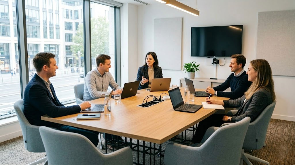 Стол для переговоров - как сделать переговорную удобной без перегруза