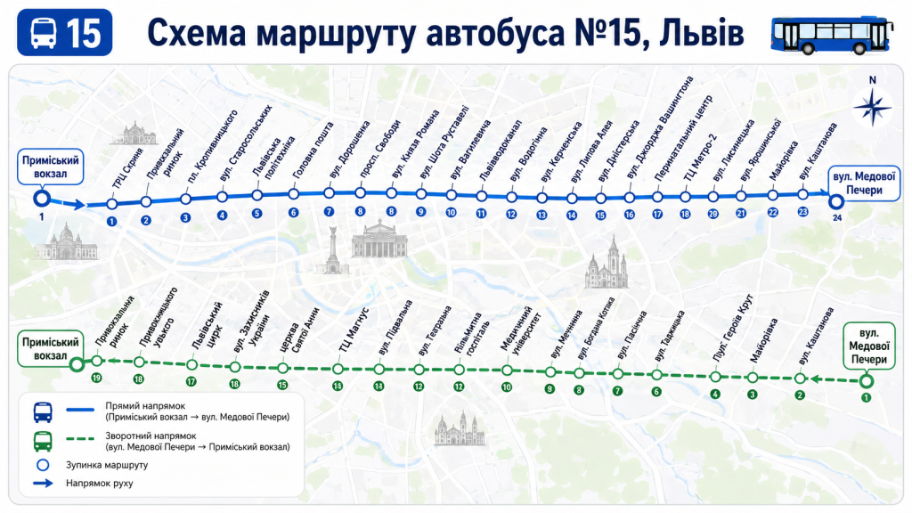 a85bc97d-7f56-421e-9964-05558f4834e1 ‣ Українські новини Автобус 15 Львів: маршрут, зупинки та розклад