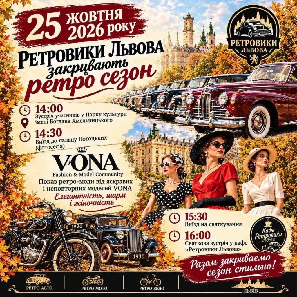 Натюрморт із ретроавтомобільними аксесуарами та осінніми листям на дерев'яному тлі