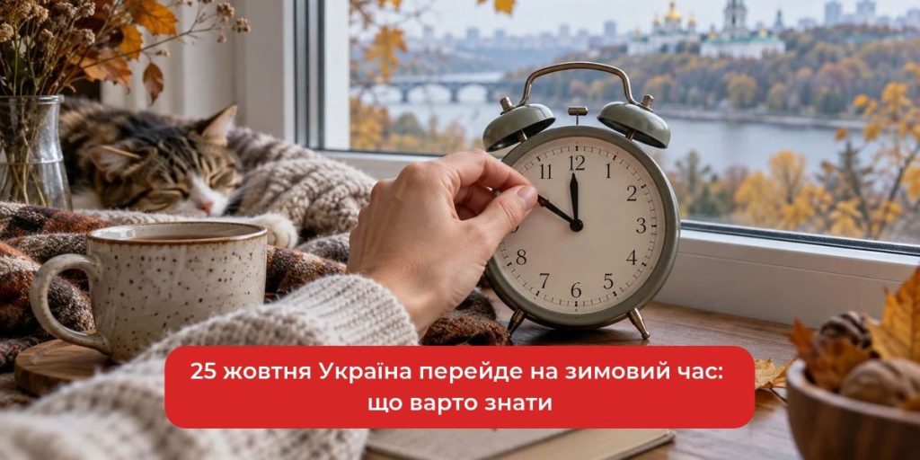 аналоговий годинник і чашка чаю на деревʼяному тлі, осінній настрій