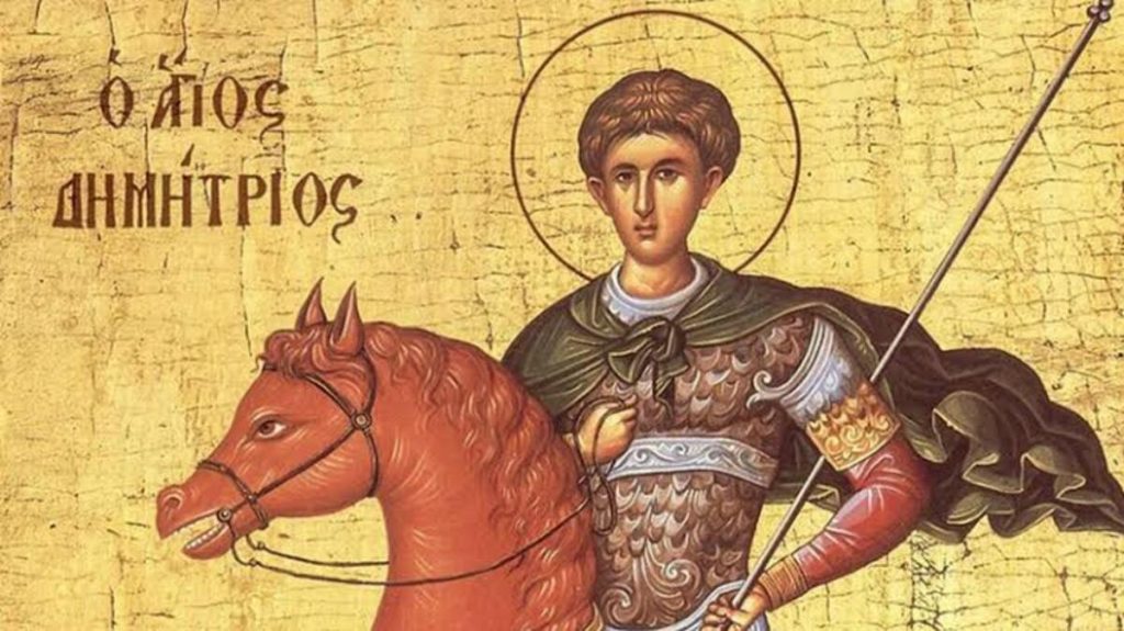 Ікона святого Димитрія зі свічкою та моделлю храму