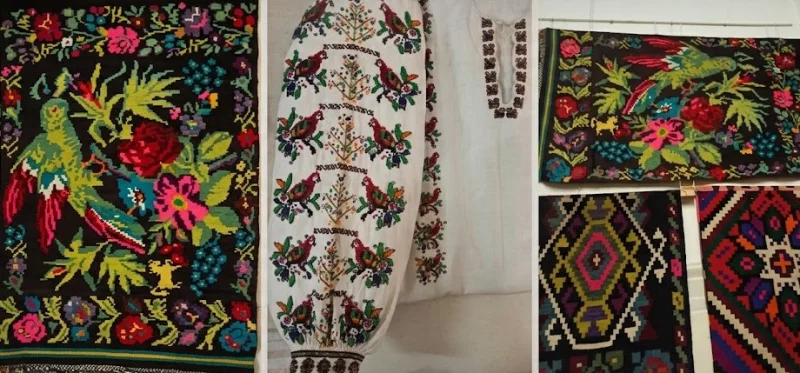 крупний план килима з барвистими стилізованими птахами