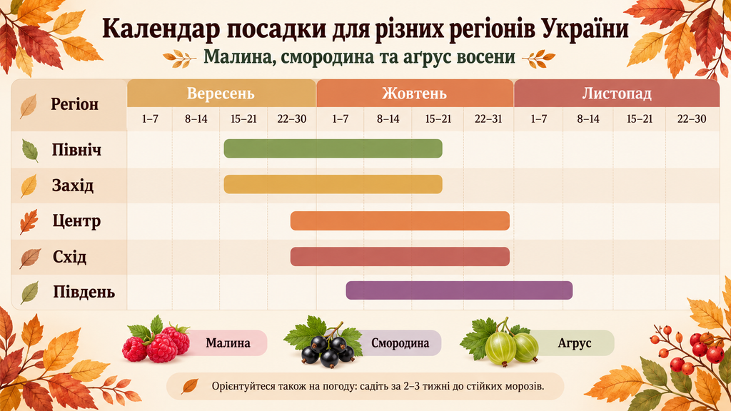 image ‣ Українські новини посадки малини восени Коли садити малину, смородину й аґрус восени 2026