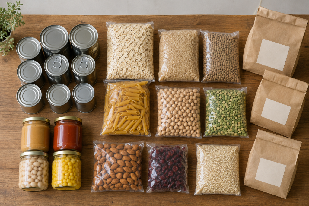 символічна композиція продуктових наборів у фасованих пакетах