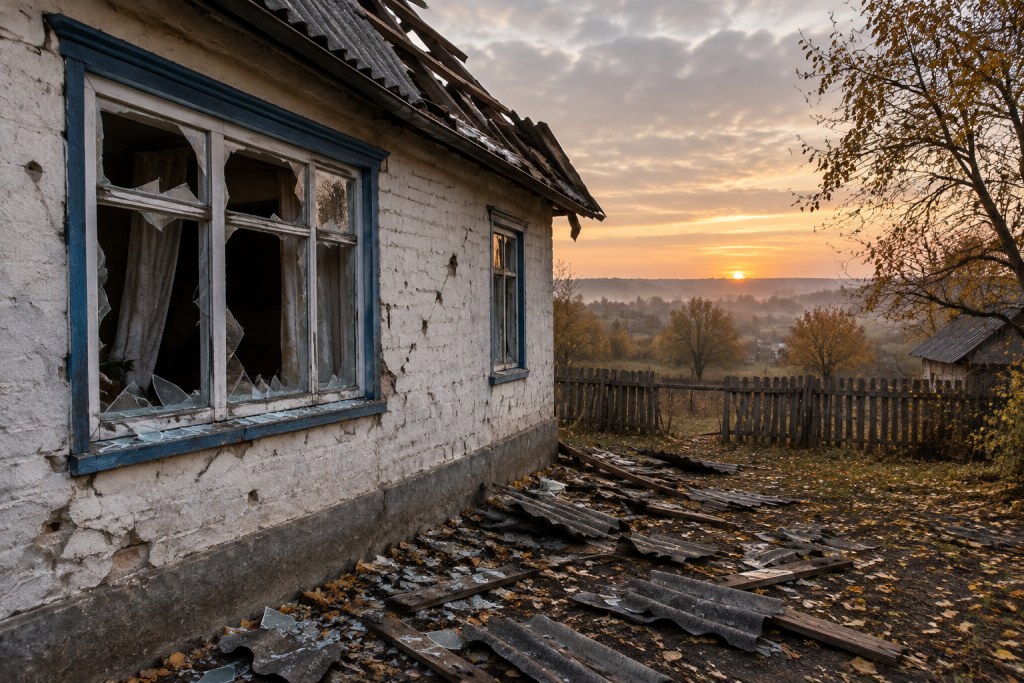 Пошкоджене господарство: розбиті вікна і покрівля в селі
